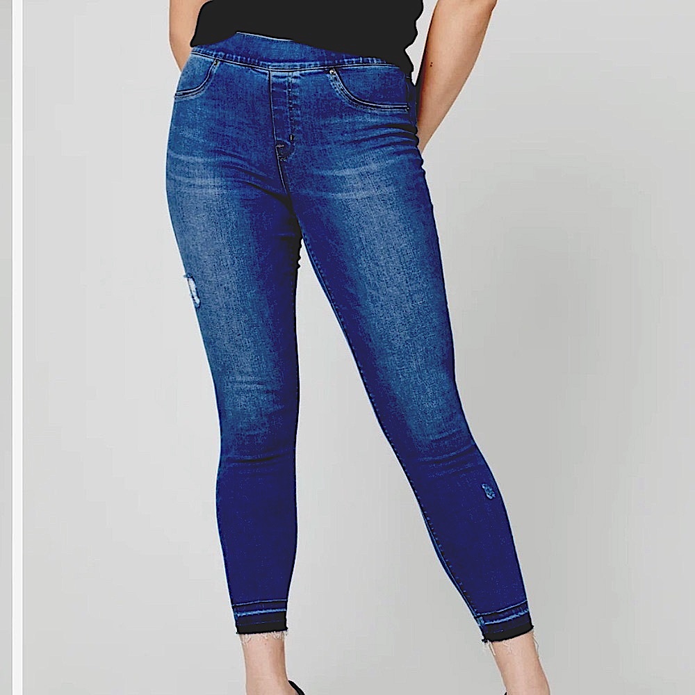 Spanx Distressed Ankle Skinny Jeans, Medium Wash